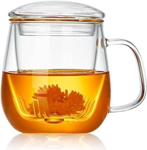 DOPUDO Glass Teacups 24 Pack Glass Tea Cup with Infuser and Lid, 17.6oz/520ml Large Borosilicate Teacup,Tea Clear Mug Cup for Loose Leaf Blooming Tea, Microwave & Dishwasher Safe.