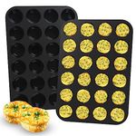 Inn Diary Silicone Muffin Pan for Baking 24 Cups Non-Stick Mini Cupcake Pan,BPA Free Silicone Baking Mold for Muffin Cupcake Egg Bite Maker 2 Pack,Black