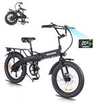 GELEISEN Folding Electric Bike for Adults, 20"×3.0 Fat Tire Electric Bicycle, 280.8Wh Battery Ebike, 20MPH Electric Cargo Bike with LCD Color Display & 6 Speed Gears (Fits for 5'0"+)