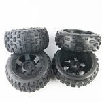 Knobby Tires Front Rear Tyres 6 Spoke WheelS fit 1:5 HPI Rovan Baja 5B SS KM Buggy