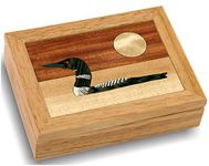 MarqArt Wood Art Loon Box - Handmade in USA - Unmatched Quality - Unique, No Two are the Same - Original Work of Wood Art. A Loon Gift, Ring, Trinket or Wood Jewelry Box (#4143 The Loon 4x5x1.5)