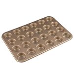 Parmedu Mini Cupcake Muffin Pan: 24-Cup Nonstick Cupcake Tin Carbon Steel Cupcake Molds Bakeware for Mini Cupcake Baking - Non-Toxic & Dishwasher Safe (Champagne Gold)