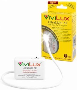 ViviLux Ultralight XL Craft and Sewing Light, 11" Extended Flexible Arm, Rechargeable Battery, Super Bright LED Hobby Light with Rare Earth Magnet – for Metal Surfaces Only