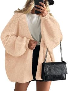 PRETTYGARDEN Womens Open Front Oversized Cardigan Sweaters,Apricot,M