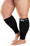 Zeta Wear Plus Size Support Leg Sleeve - Wide Calf Compression, Great for Travel & Flights, Women Love Its Amazing Fit, Cotton-Rich Comfort & Soothing Relief, 1 Pair, 2XL, Black