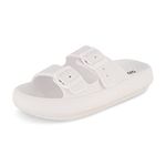 CUSHIONAIRE Women's Fame recovery cloud slide with +Comfort, White, 8
