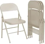 GAOMON Folding Chairs Set of 4, Foldable Chairs with Metal Frame Hold Up to 350 Pounds, Portable Beige Folding Chairs Suitable for Dining Room, Living Room, Office, Camping