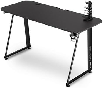 Mc Haus Gameplay Carbon Black - Mesa Gaming Desk, Escritorio Gamer ergonómico, Mesa de Juegos para Ordenador, Estructura de Acero, Negro