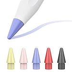 TiMOVO 5 Pack Tips for Apple Pencil 1st/2nd Generation/USB-C, No Wear Out Precise Control Apple Pencil Replacement Tips Nibs iPencil Tips for iPad Pro/Air/Mini Pencil, (Black/Red/Pink/Yellow/Purple)