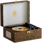 KLIM Retro CD Player – Vintage Style CD Player with Speakers, Bluetooth Receiver, AUX, USB, Rechargeable Battery, Small Cute CD Music Box for Home Decor, Mini Record Player Look