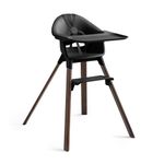 Stokke Clikk High Chair - Portable Baby Highchair with Tray, Footrest & Harness - Easy Tool-Free Assembly for Home & Travel, 6 Months to 3 Years, Black/Warm Brown