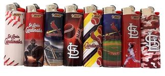BIC 8pc Full Size Set Compatible with St Louis Cardinals MLB Officially Licensed Cigarette Lighters Saint Cards