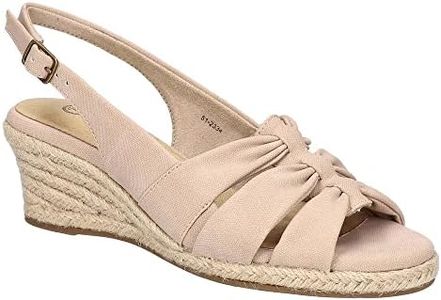 Bella Vita Women's Cheerful Wedge Sandal, Natural Linen Print, 8 Narrow