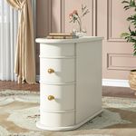 Tribesigns Solid Wood End Table, 2-Drawer Narrow Side Table Slim Chair Side Table, No Assembly Required, Finished Back, Off-White