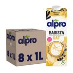 Alpro Barista Foamable Oat Plant-Based Long Life Drink, Vegan & Dairy Free, 1L (Pack of 8) Packaging may vary