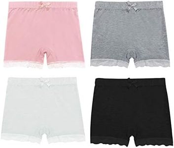 Girls Lace Shorts Under Dress Dance Bike Shorts for Playground Gym Sports (White, Pink, Grey, Black, 6T-7T)