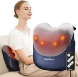 MOUNTRAX Back Massager with Heat, Shiatsu Neck and Back Massager for Pain Relief Deep Tissue, 3D Kneading Portable Massage Pillow for Back, Neck, Shoulders and Full Body, Gifts for Men Women