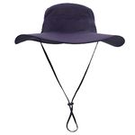 Home Prefer Men's Sun Hat UPF 50+ Wide Brim Bucket Hat Windproof Fishing Hats, Deep Purple, Large