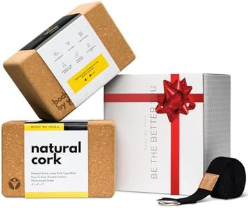 Luxury Cork Yoga Block Set - Extra Large Yoga Blocks with Performance Grade Natural Portuguese Cork | High Density, Non-Slip Support for Safer Balancing | Extra Long Yoga Strap Included