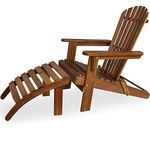 CASARIA® Adirondack Lounge Chair with Footrest | Solid Acacia Wood | Wide Armrests | Weather-Resistant | Comfortable Design | Garden Patio Conservatory Balcony Furniture