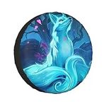 OPSREY Magic Blue Fox printed Spare tyre cover Wheel protector Universal tyre cover