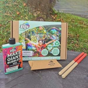 Dr Zigs Eco Giant Bubble Kit - Multi Wand Set - Huge Bubble Making Set, Fun Garden Toys for Kids, Toddlers & Adults, Wands, Soap Solution & Booklet Included, Made for Fun Outdoor Party Games