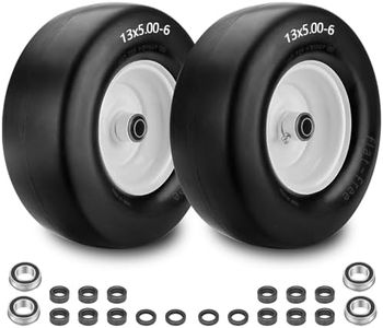 【UPGRADED】13x5.00-6 Flat Free Lawn Mower Tire and Wheel, 13x5.00-6 Zero Turn Mower Front Solid Tire With 3/4" & 5/8" Grease Bushing and 3.25"-5.9" Adjustable Centered Hub by Cenipar