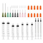 Glue Applicator Syringe Kit Blunt Tip Needle and Cap-10ml,5ml,3ml,1ml Plastic Syringe 14ga 16ga 18ga 20ga Dispensing Needle,Industrial syringe (1ml 3ml 5ml 10ml 14g 16g18g 20g)