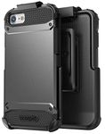 Encased 2020/2022 iPhone SE/iPhone 8 Belt Clip Case [Scorpio R7] Dual Layer Protective Case with Holster - Fits iPhone 7/8/SE (Gunmetal Grey)