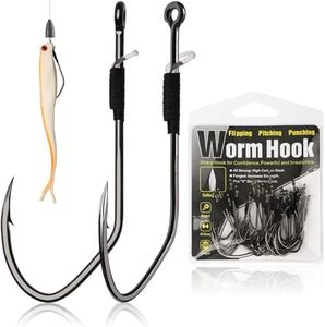 Dovesun Weedless Worm Hooks Texas Rig Hooks with Baitkeeper 30PCS Professional V Catfish Bass Fishing Hooks for Freshwater Saltwater 2/0