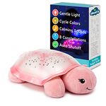 Cloud b Star Projector Nightlight with White Noise Soothing Sounds | Adjustable Settings and Auto-Shutoff | Twinkling Twilight Turtle - Pink