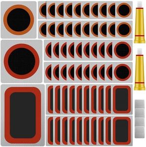 114Pcs Bike Tire Repair Kit Rubber Bicycle Repair Patch Set Mountain Bike Inner Tube Puncture Repair Set Round and Square Tire Patch Kit with Glue and File for Bike Fulasun(3 sets one bag)