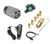 RASHRI ; One For All 12v RS775 DC Motor 12000rpm High Speed with Drill Chuck Kit for DIY Projects Multipurpose Brushed Motor High RPM with 12v 2 Ampere Adapter and PWM Speed Controller