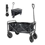 Trolley FOLDABLE 4 Wheel Outdoor Leisure Cart with Weatherproof Cover - Folding Trolley Utility Wagon Travels with 75kg Load - Collapsible Fold Up for Festival, Beach, Camping, Garden, Fishing Use