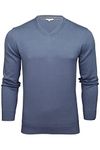 Xact Mens Jumper Fine Knit - V Neck or Crew Neck (Royal Blue) L