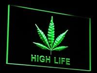 e006-g Marijuana Hemp Leaf High Life NR Neon Light Sign