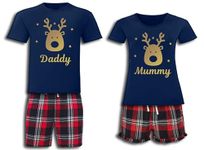 Personalised Matching Adult Christmas Short Pyjamas Tartan Loungewear Cute Reindeer