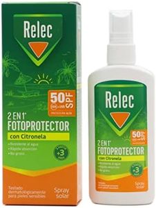 Relec 2 en 1 Protector Solar SPF50 con Citronela, Crema Solar SPF 50, Spray solar para adultos y niños (+3 años) -