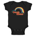 Death Metal Retro Rainbow Music 70s 80s Sarcastic Funny Black 12M Infant Bodysuit