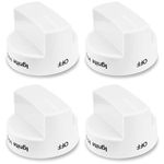 4Pack Fit for Whirlpool Gas Stove Knobs Replace #WPW10339443 AP6019878 2311009 PS11753189 PS3507189 White Stove Knobs Replacements Range Oven Knobs Part Upgraded