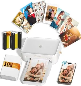 HPRT CP4100 4x6 Photo Printer with 108 Sheets & 2 Ribbons, Full-Color Thermal Dye Sublimation Wi-Fi Printing, Portable Instant Picture Printer for iPhone/Android, AR Video, Fun App, Home Use, White