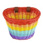 Kids Bicycle Basket Rainbow Bike Basket Cute Bicycle Handlebar Basket Cycling Baskets Front Basket with Straps Bike Accessories for Boys Girls Bicycle Trike Scooter Balance Bike