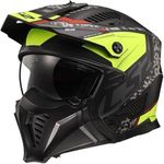 LS2 Motorcycle Helmet OF606 DRIFTER - Devor - Black Yellow - Open Faced With Removable Mask Motorbike Helmet (L) (59-60cm)