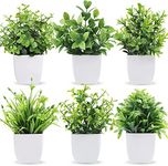 Dekorly® 6 Packs Fake Plants Small, Mini Artificial Plants Indoor for Home Farmhouse Bathroom Shelf Décor (Height : 17CM, White)