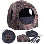 DORTALA Portable Hunting Blind, Pop Up Ground Blind with Camo Enclosure Weather Resistant, 3 Person Hunters Tent with Mesh Windows, Hunting Pop Up Tent