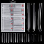 120Pcs Extra Long Nail Tips with Box,Clear XXL Straight Tapered Square Full Cover Tips, Press On False for Salons and DIY Art at Home(12 Sizes)