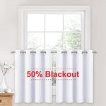 NICETOWN Window Valances in 36 Inches Length - Thermal Insulated Room Darkening Eyelet Top 50% Blackout Curtain Tier (W52 x L36, 1 Pc, Pure White)