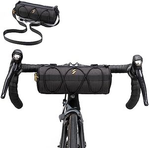 ROCKBROS Bike Handlebar Bag Small Bicycle Handle Bar Bag Handy Front Bike Bags Handlebar Storage Pouch Pack with Shoulder Strap Little Mountain Road Bike Barrel Bag