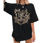 KIMSOONG Country Music Tshirt Women All's Fair in Love & Poetry Shirt Rodeo Western Vintage Nashville Tshirt Graphic Tee Black