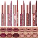 LANGMANNI 6 Matte Lipstick with 6 Lipliners Durable Makeup Set,Long-Lasting Non-Stick Cup Not Fade Waterproof Pigmented Velvet Lipgloss Kit Beauty Cosmetics Makeup Gift for Girls (#A)